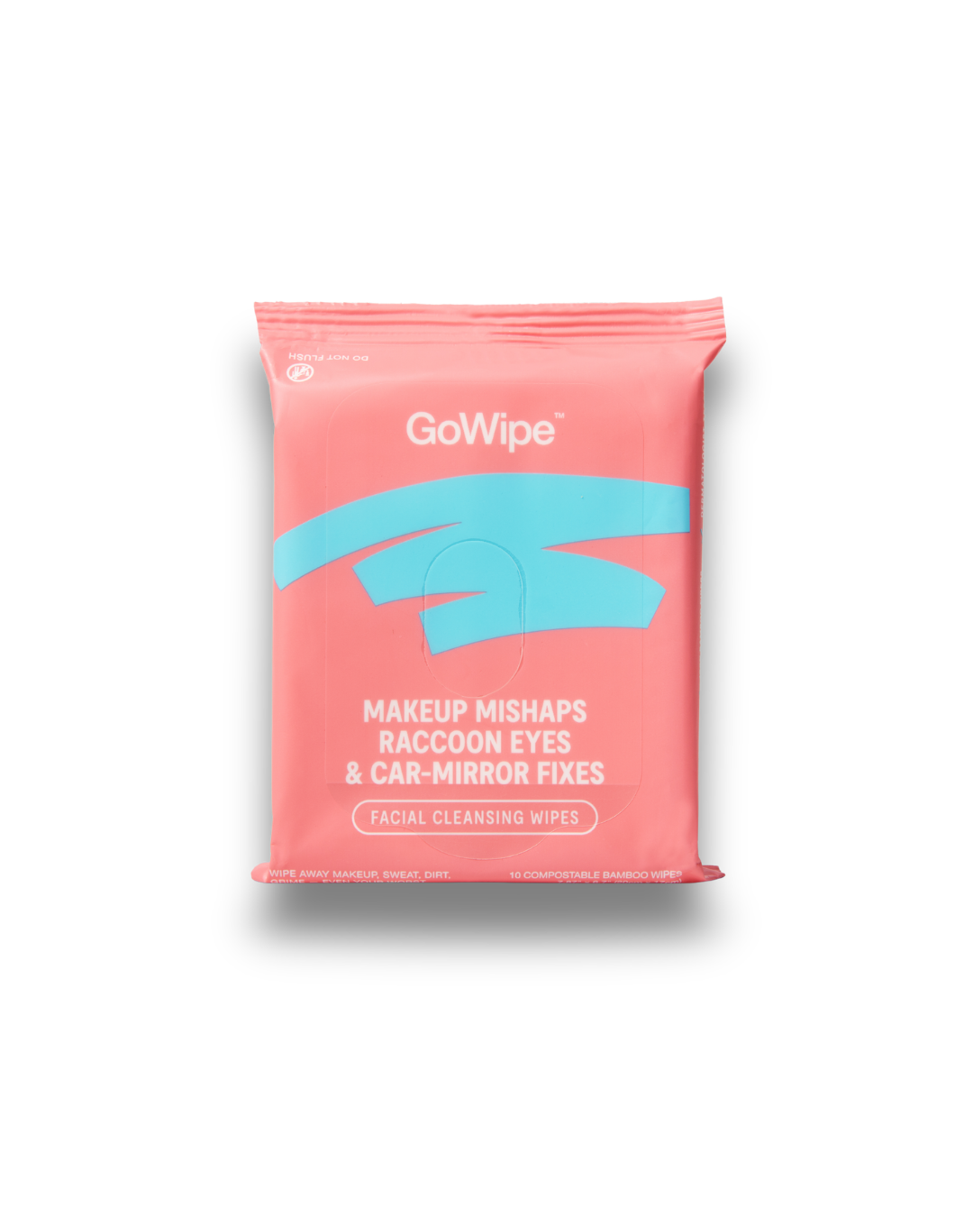 GoWipe Facial Cleansing Wipes 10 pack for makeup removal, sweat, dirt, and no-rinse facial cleansing